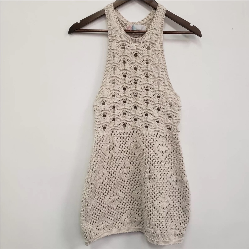 Free People FP Beach Beige Crochet Mini Dress Coverup - Picture 5 of 11